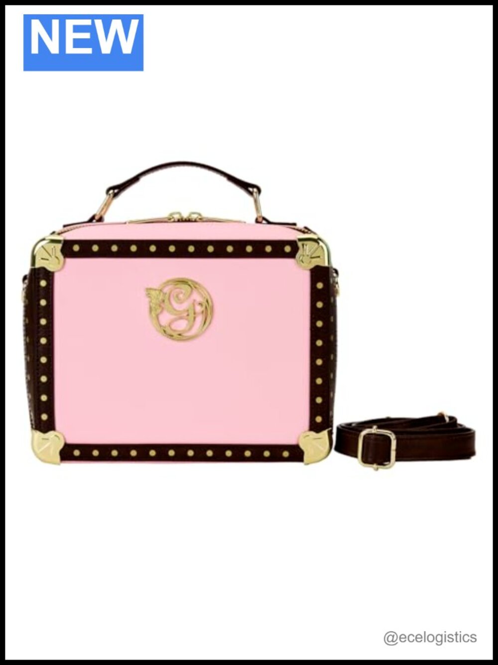 Vegan Leather Trunk Crossbody Bag with Gold Hardware - Wicked Glinda